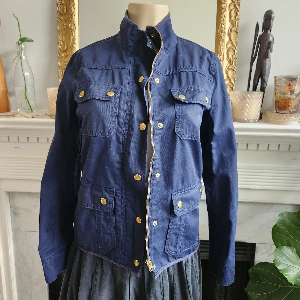 J. Crew Blue Relaxed Fit Boyfriend Field Jacket Size XS Preppy Heritage Military